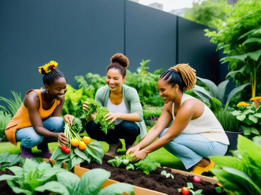 Activistas en huertos urbanos inspiradores cultivando un oasis de naturaleza en la ciudad