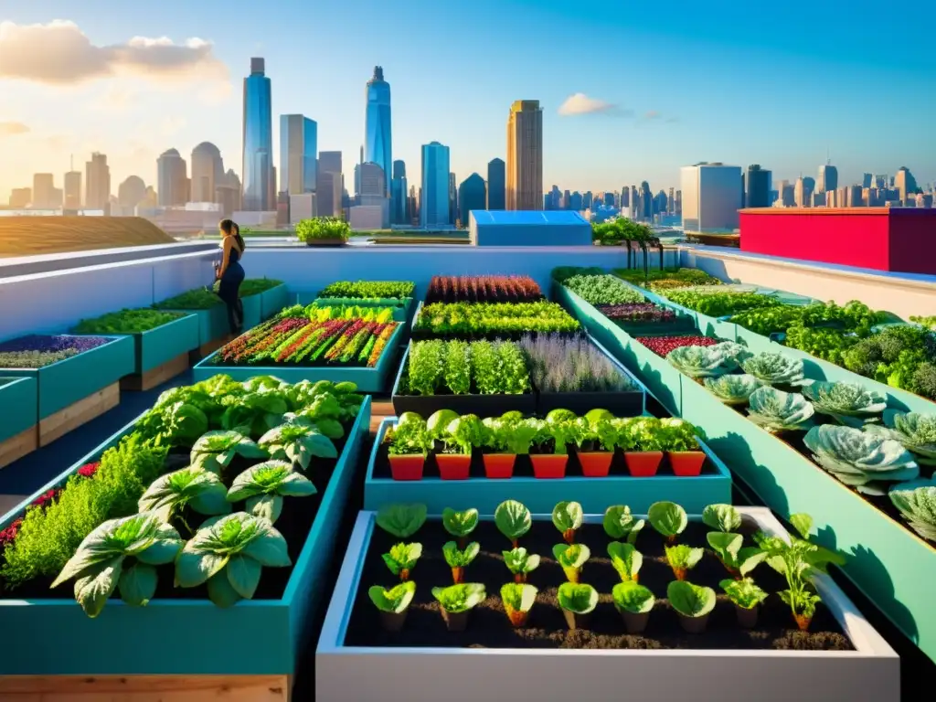 Agricultura urbana y acuaponía florecen en un jardín en la azotea de la ciudad, gracias al papel del gobierno en el desarrollo sostenible