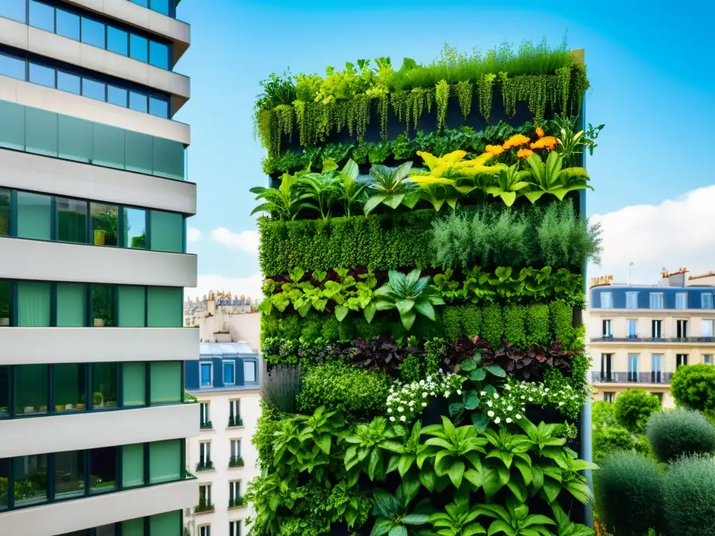 Agricultura urbana: huertos verticales en París, oasis de plantas verdes en arquitectura moderna