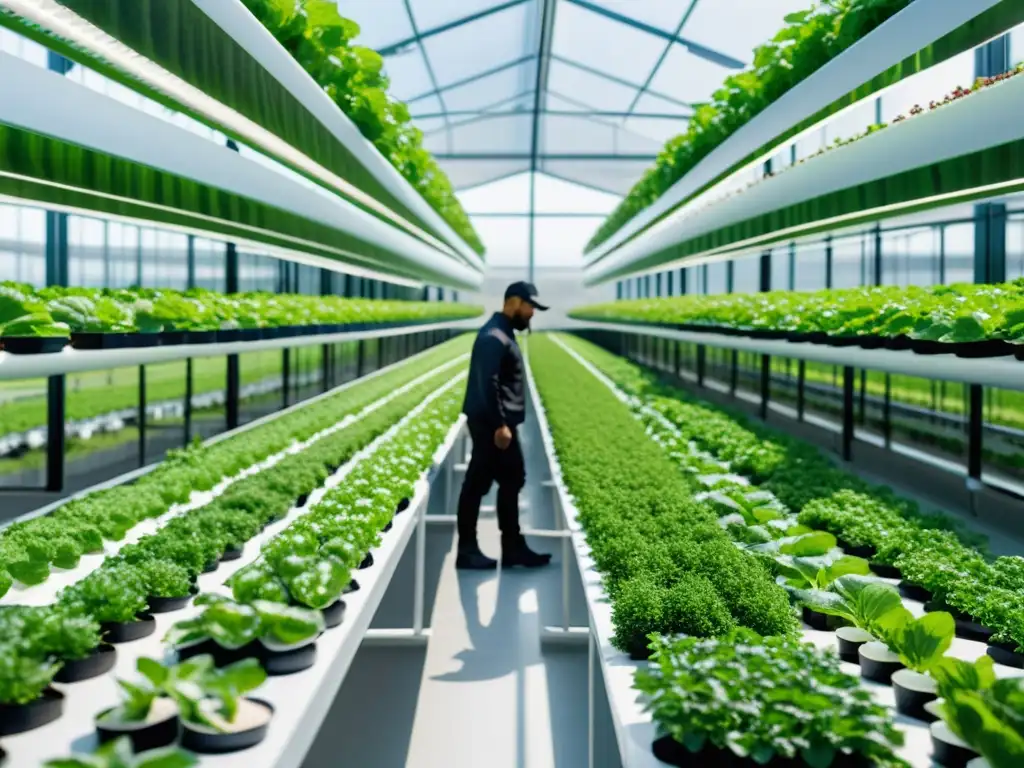 Transformación de la producción de alimentos en CityFarm: Una visión futurista de eficiencia y sostenibilidad en una instalación urbana llena de vida vegetal y tecnología ecoamigable