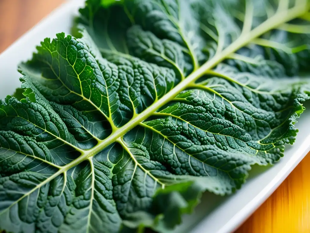 Preparación artesanal de kale fresco con aceite de oliva y condimentos en una cocina moderna