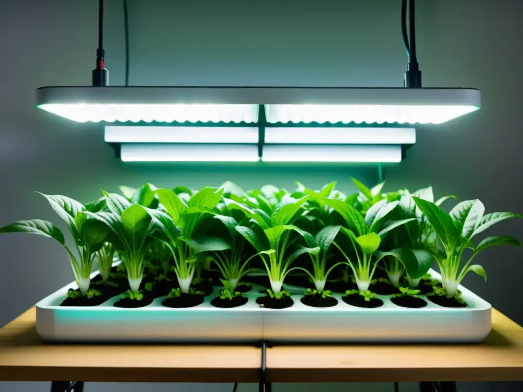 Sistema hidropónico de vanguardia con plantas vibrantes Avanzado sistema hidropónico mejora absorción de magnesio en cultivos acuapónicos