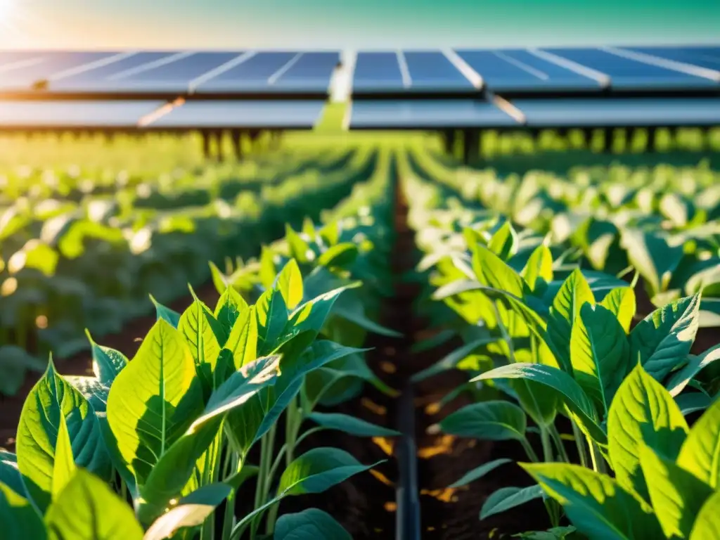 Un campo verde vibrante con sensores de alta tecnología para prevenir enfermedades en cultivos