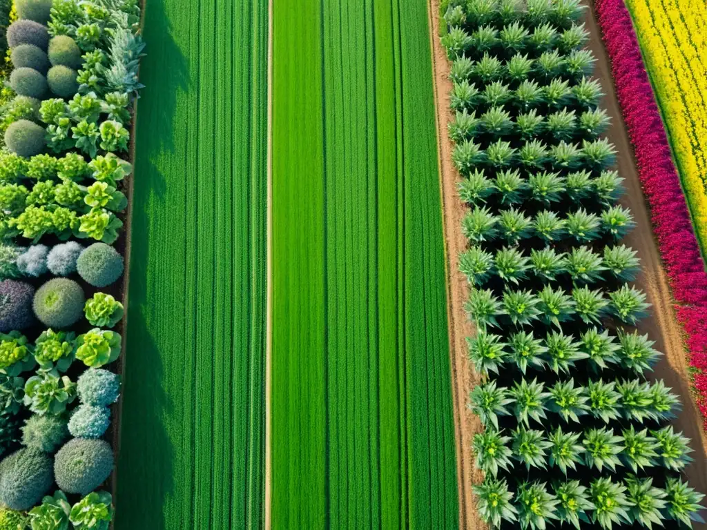 Un campo vibrante y saludable con diversidad de plantas en armonía