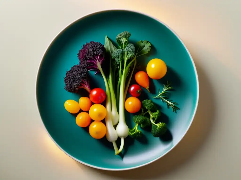 Una composición culinaria visualmente impactante con maridajes sorprendentes con verduras de granja vertical