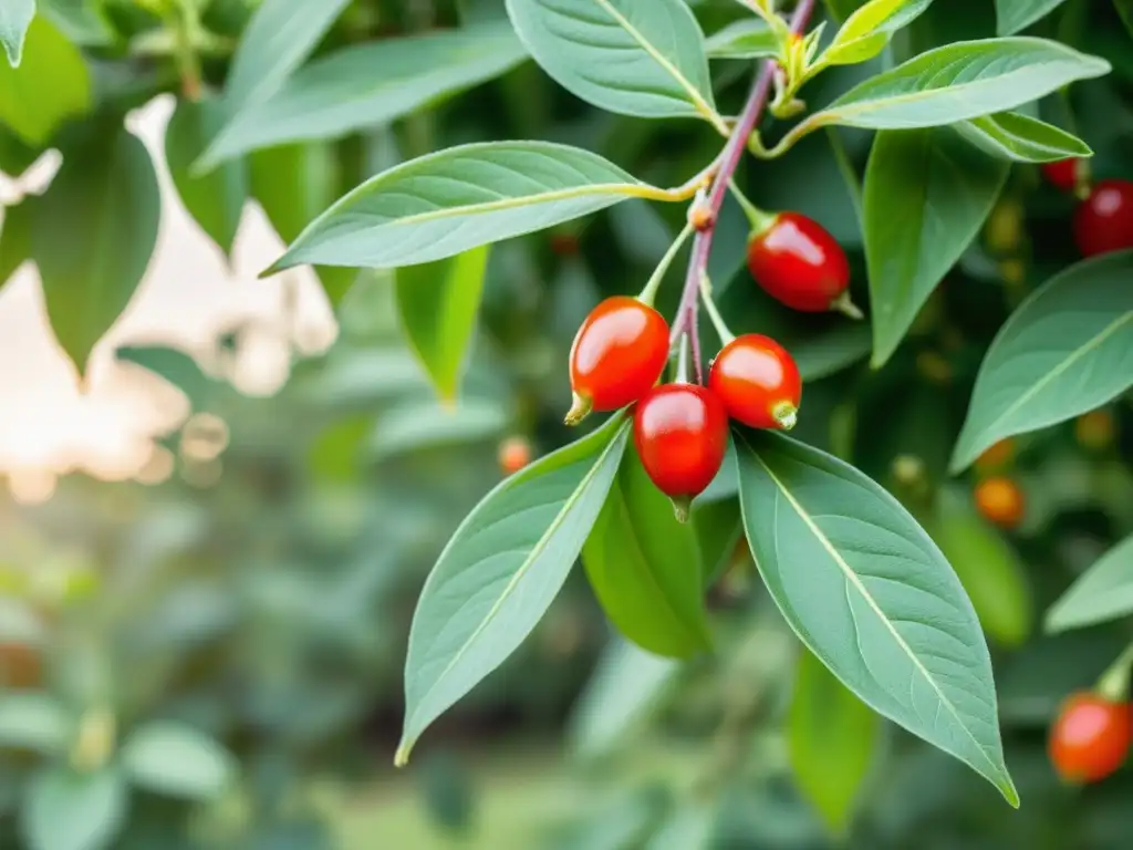 'Cosecha urbana de goji: bayas rojas y exuberantes en un jardín moderno, cultivar bayas de Goji en huertos urbanos