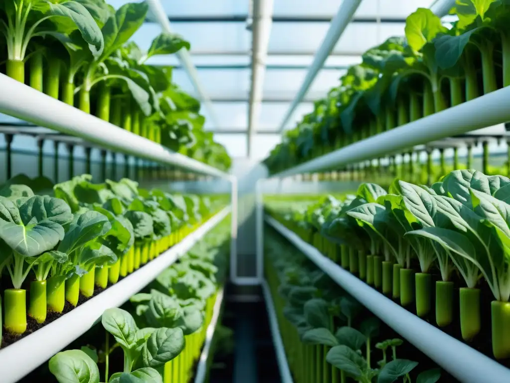 Jardín hidropónico vertical: Nutrición y vitalidad Una fotografía detallada de un próspero huerto vertical hidropónico, destaca la nutrición de las plantas y la vitalidad de lechugas, kale y espinacas