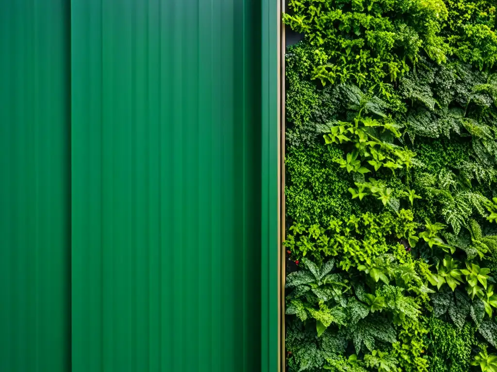 Detalle de hojas verdes saludables en huerto vertical, prevención enfermedades huertos verticales