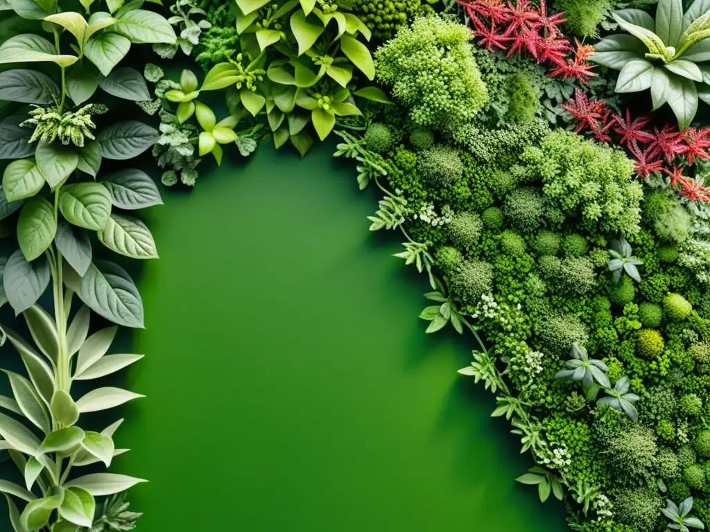 Intrigante biodiversidad y plagas en jardín vertical Detalle de jardín vertical con plagas comunes en hojas, contrastando con plantas saludables, mostrando un ecosistema complejo