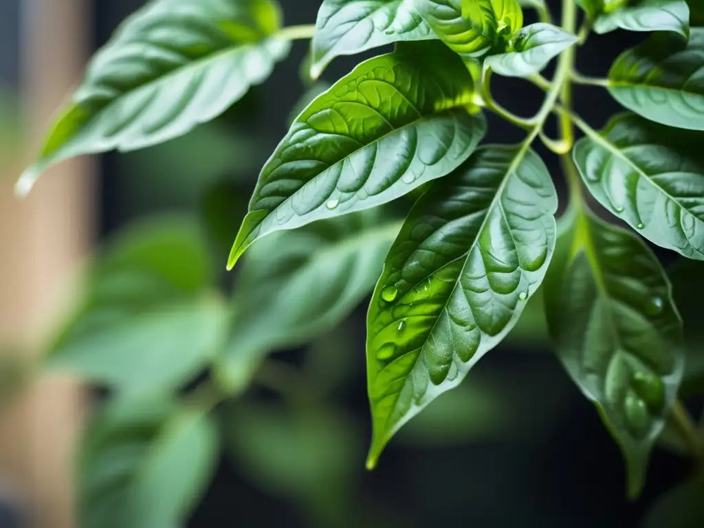 Detalles vibrantes de hojas de albahaca en huerto vertical, para aromatizar platos