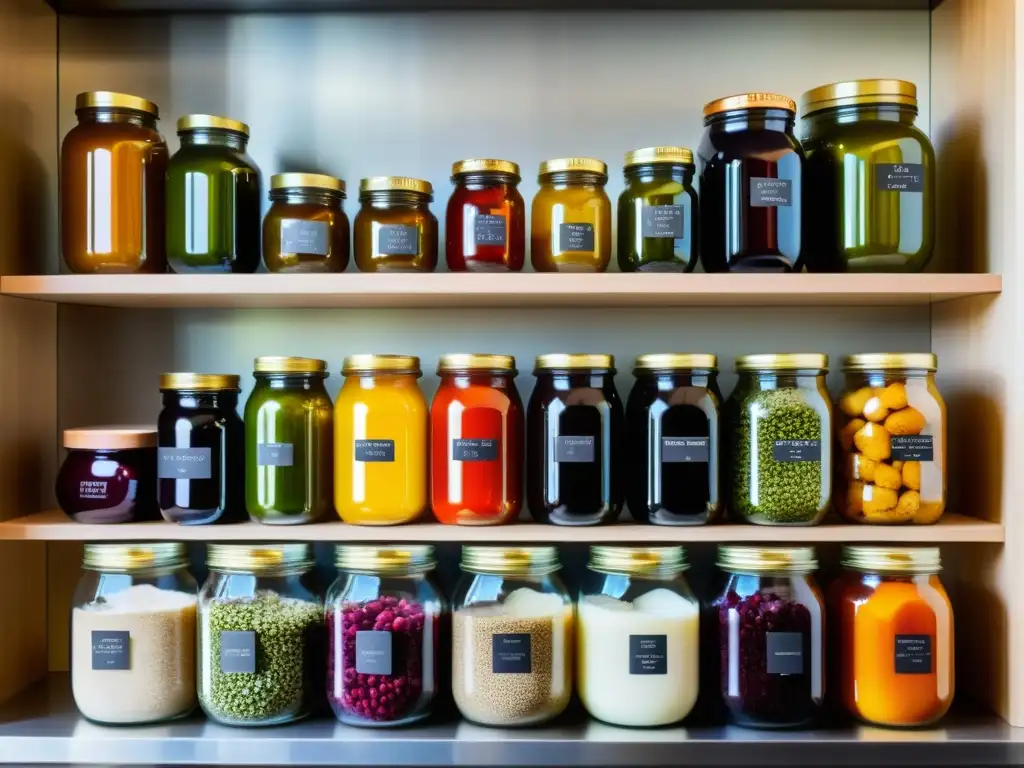 Una encantadora exhibición de Conservas fermentadas de tubérculos urbanos en un elegante mostrador de cocina