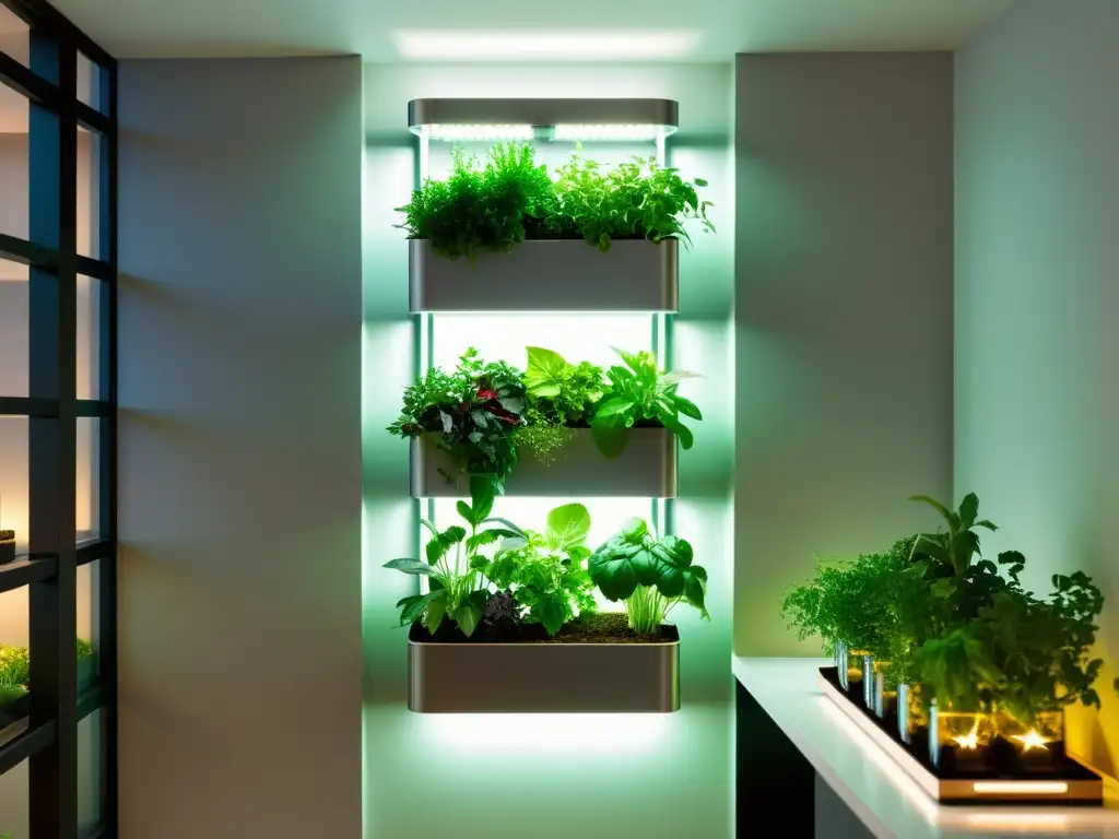 Una exuberante agricultura vertical en un elegante apartamento urbano