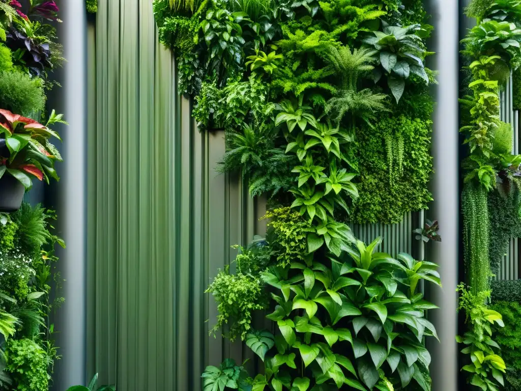 Un exuberante huerto vertical con plantas vibrantes resalta la prevención de enfermedades