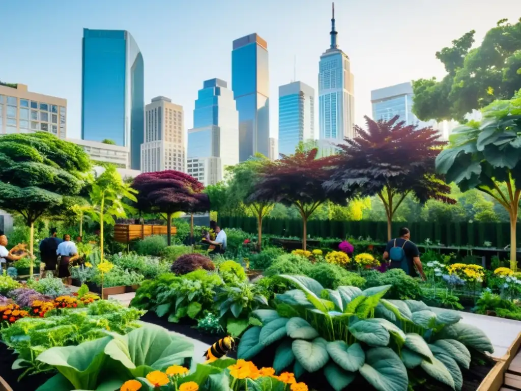 Un exuberante jardín urbano destaca el equilibrio ecológico en agricultura urbana