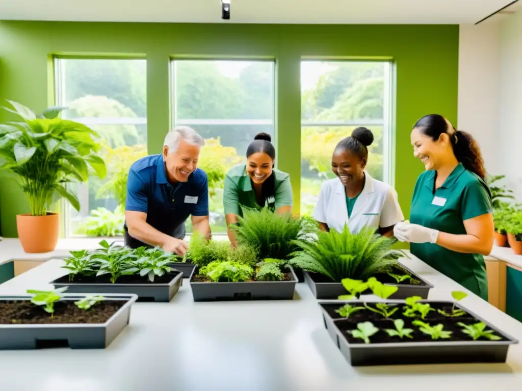 Grupo participando en terapia hortícola en centro de rehabilitación