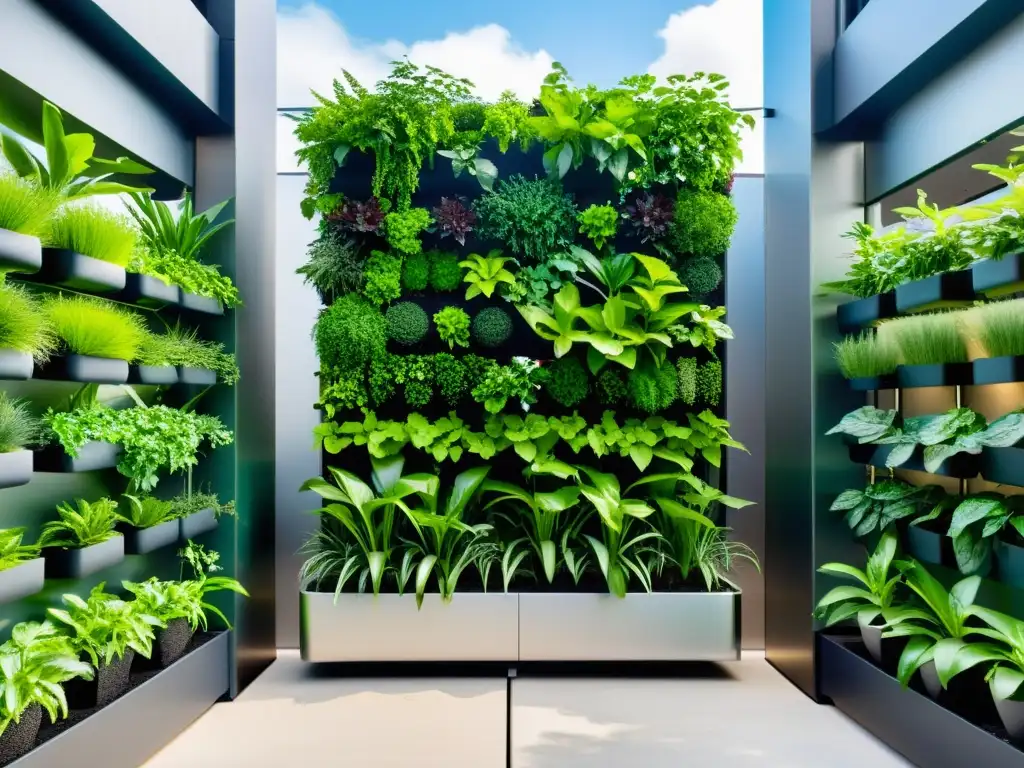 Un huerto vertical moderno con IoT, integrando tecnología y naturaleza en la agricultura urbana