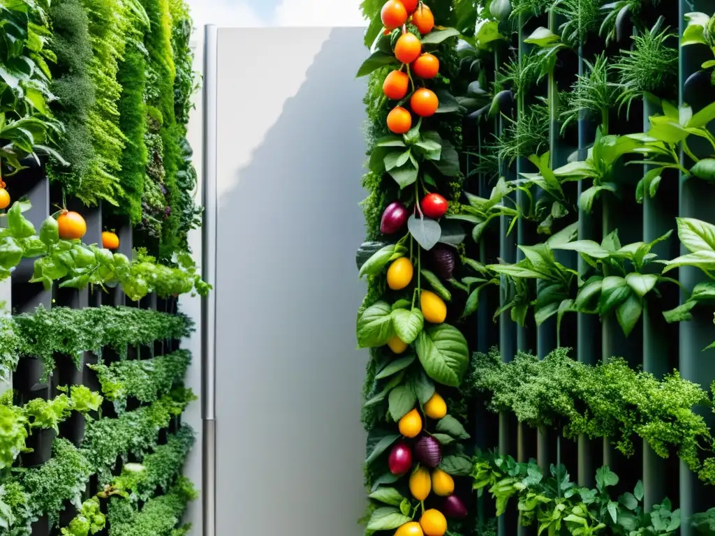 Un huerto vertical rebosante de vida, fermentar frutas en un entorno ecoamigable