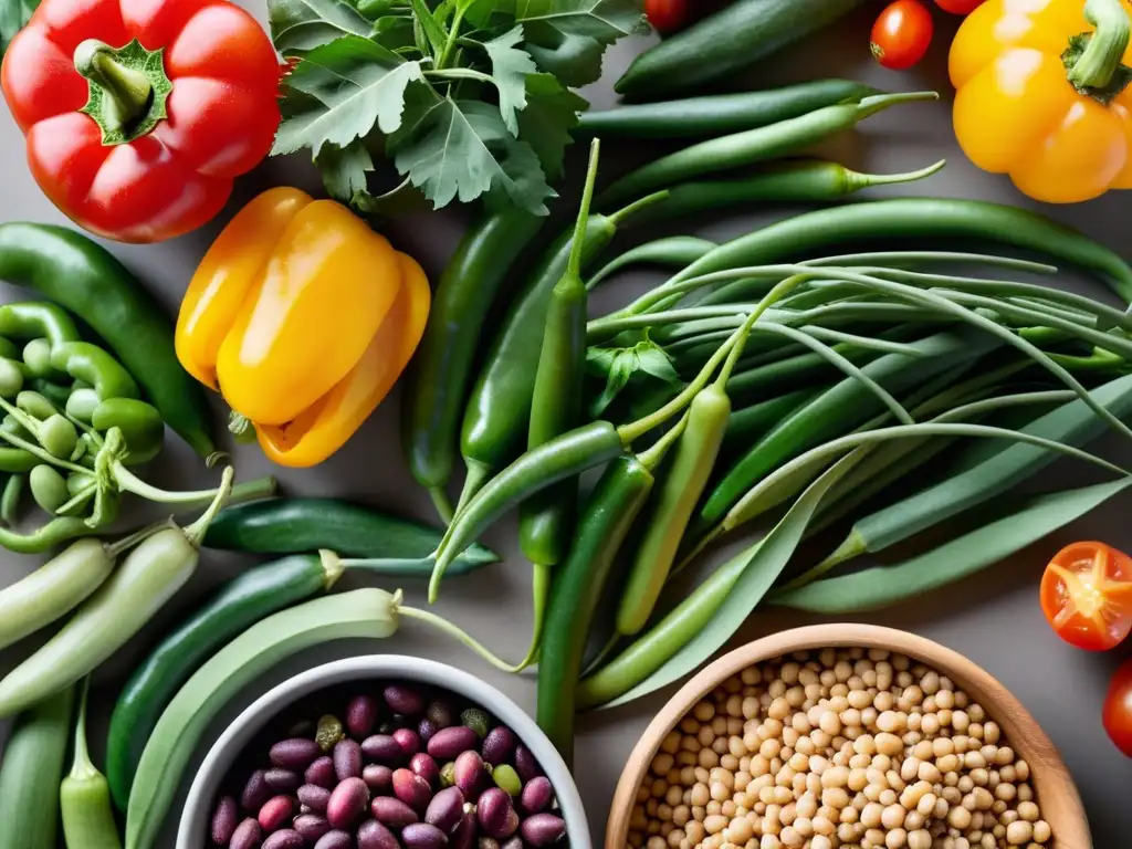 Una impresionante exhibición de legumbres y hortalizas frescas resalta su valor nutricional, capturando la esencia del huerto urbano