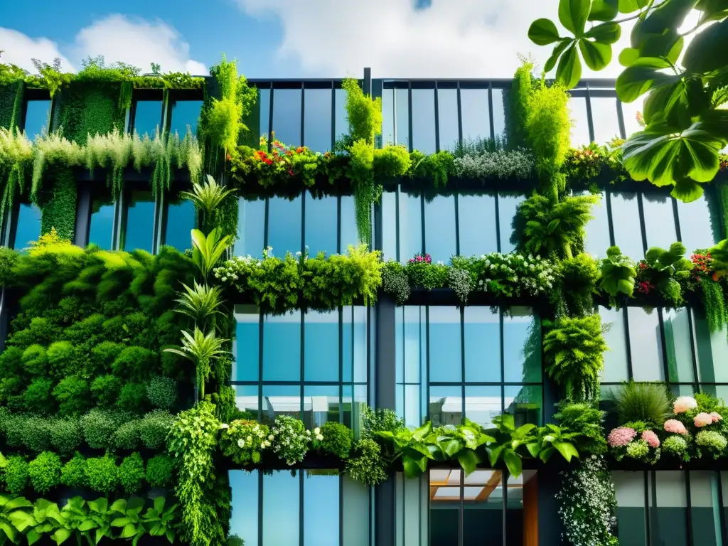 Un impresionante huerto vertical urbano, muestra los beneficios de la integración de espacios verdes en diseño urbano