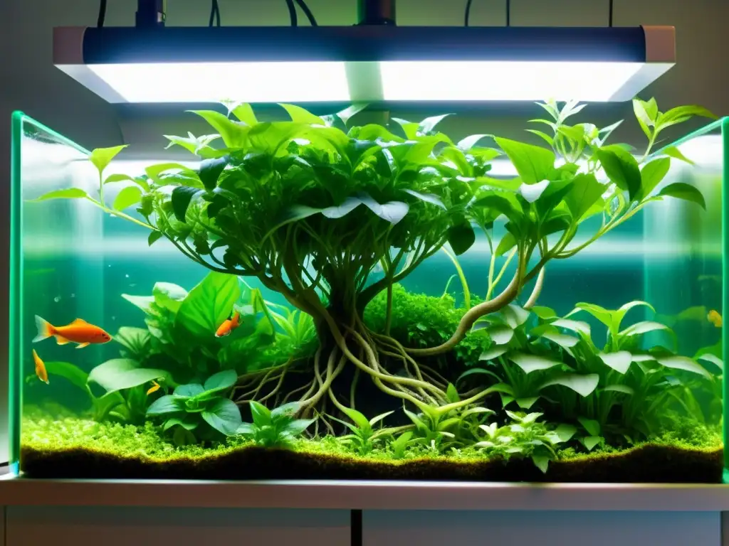 Un impresionante sistema acuapónico muestra la relación simbiótica entre peces y plantas, beneficiando el sistema inmunológico