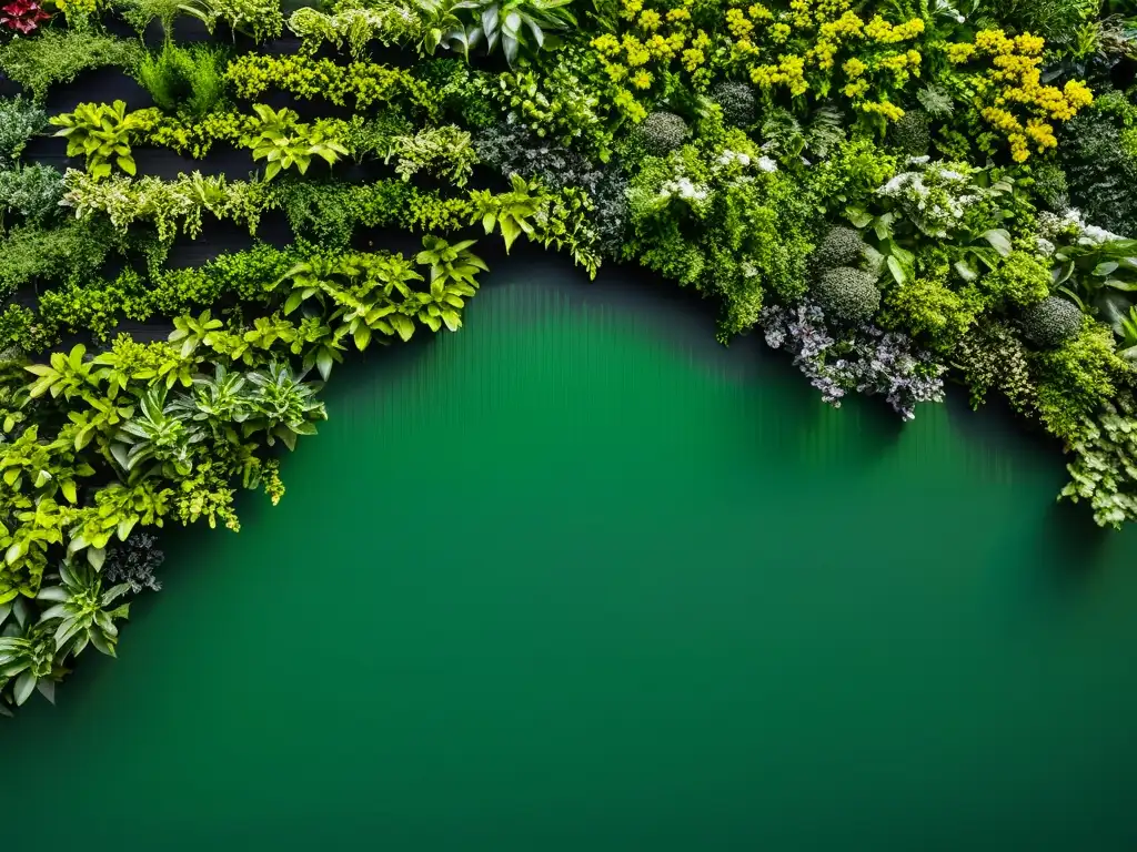 Un impresionante jardín vertical urbano con las mejores plantas, exuberante y moderno