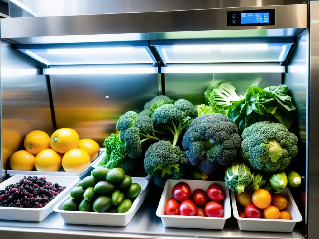 Congelación inteligente para alimentos urbanos: Frutas y verduras recién cosechadas en alta definición, listas para el moderno congelador ecoamigable