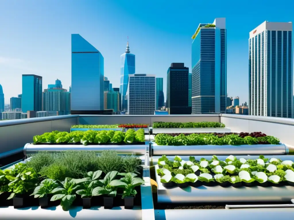 Un jardín de cultivos acuaponía urbanos diversificados en un moderno entorno urbano