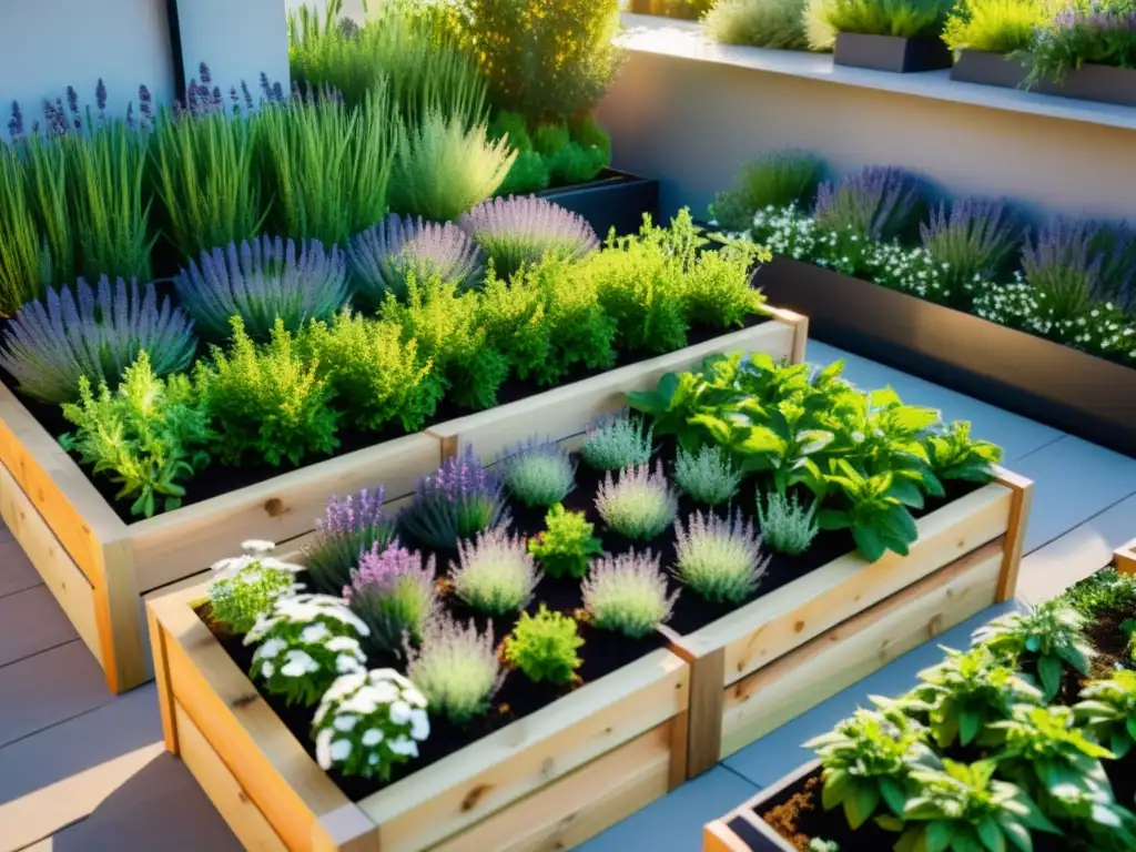 Un jardín de hierbas medicinales en un pequeño oasis urbano, cultivar hierbas medicinales en espacios reducidos