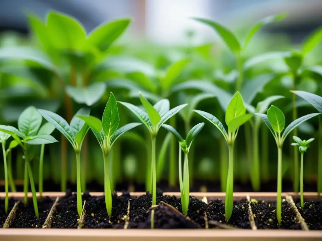 Microvegetales en agricultura urbana: Detalle de plantas vibrantes en entorno urbano moderno