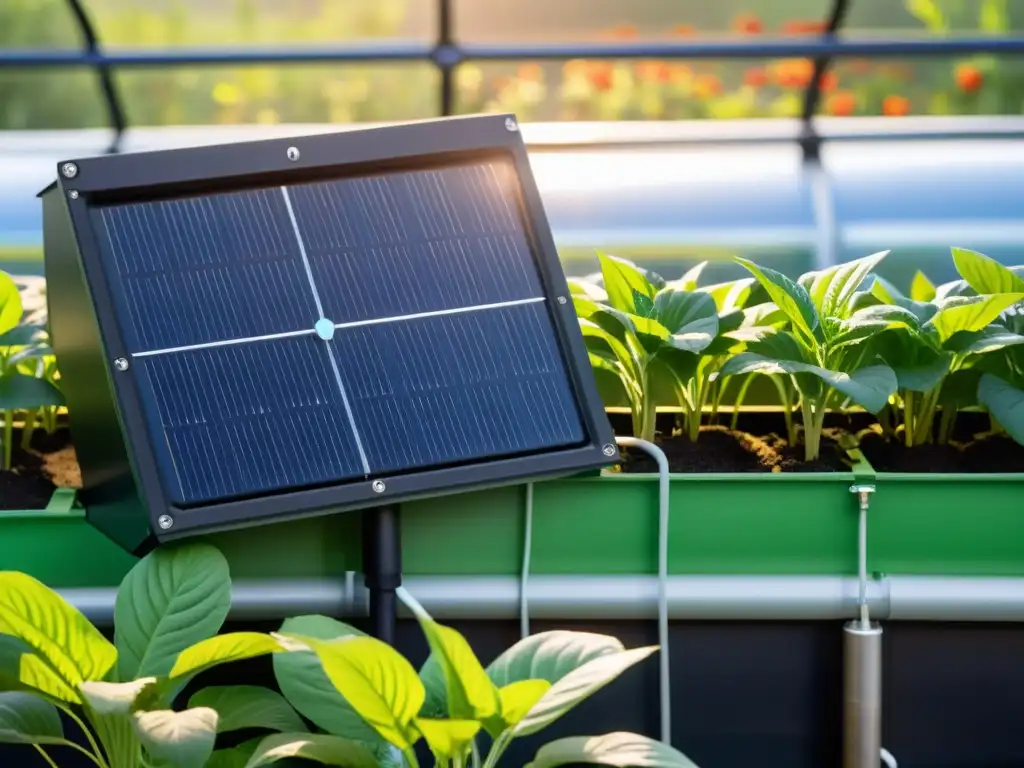 Un moderno sistema de aireación con energía solar en un próspero entorno de acuaponía