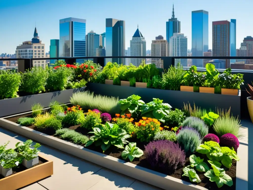 Un oasis urbano con huertos verticales rebosantes de vida, color y comunidad