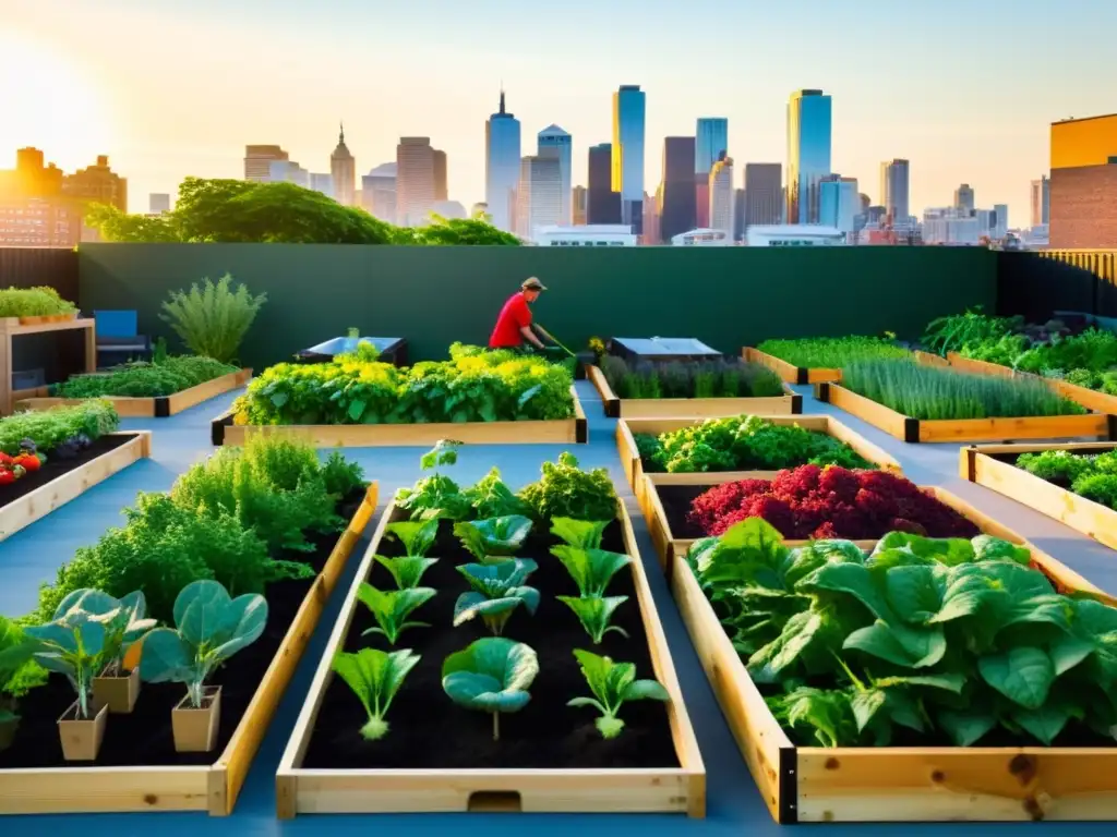 Un oasis urbano lleno de vida y color, transformando espacios urbanos en fuentes de alimento