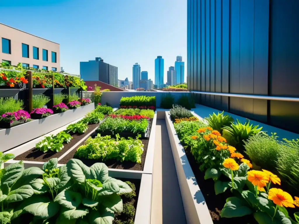 Un oasis verde de agricultura urbana: huertos verticales, acuaponía y armonía en contraste con la ciudad