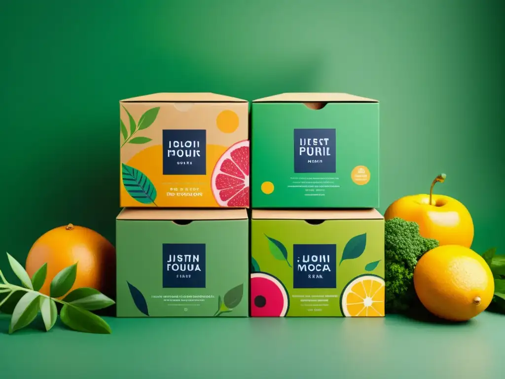 Packaging ecológico en jardines verticales: detalle 8k Packaging ecológico para huertos verticales: Detallada imagen 8k de cajas recicladas con diseños naturales, envueltas por jardines verticales exuberantes