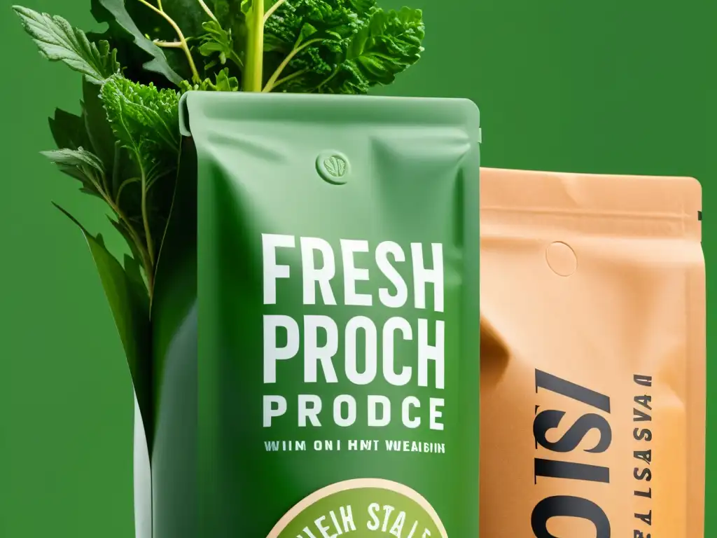Embalaje ecofriendly con jardín vertical Packaging ecológico para huertos verticales: Detalle de diseño moderno y sostenible con fondo de jardín vertical exuberante y vibrante