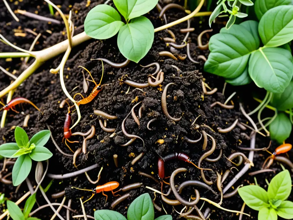 Transformación de residuos de materia orgánica en un jardín urbano moderno