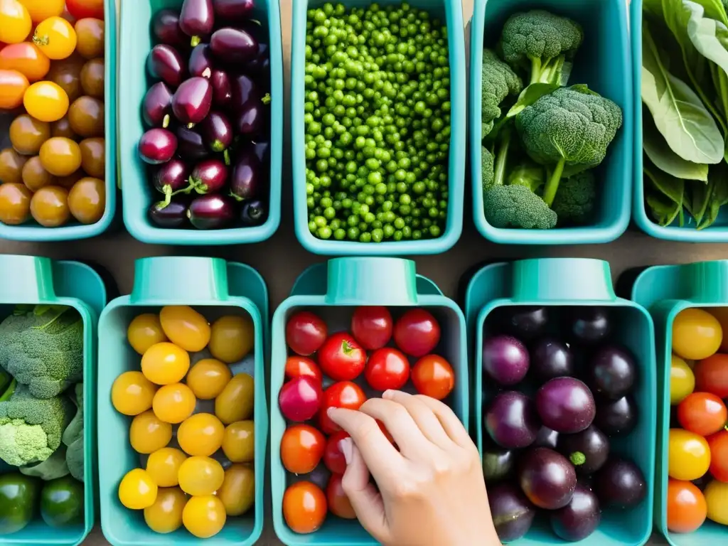 Selección cuidadosa de vegetales frescos en un bullicioso mercado, para fermentar vegetales en espacios reducidos