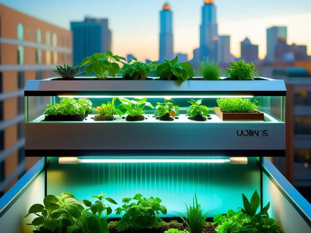 Acuaponía urbana: fusión moderna de naturaleza y ciudad Un sistema de acuaponía urbana moderno e irresistible, integrado en la arquitectura de la ciudad, fusiona tecnología, sostenibilidad y naturaleza