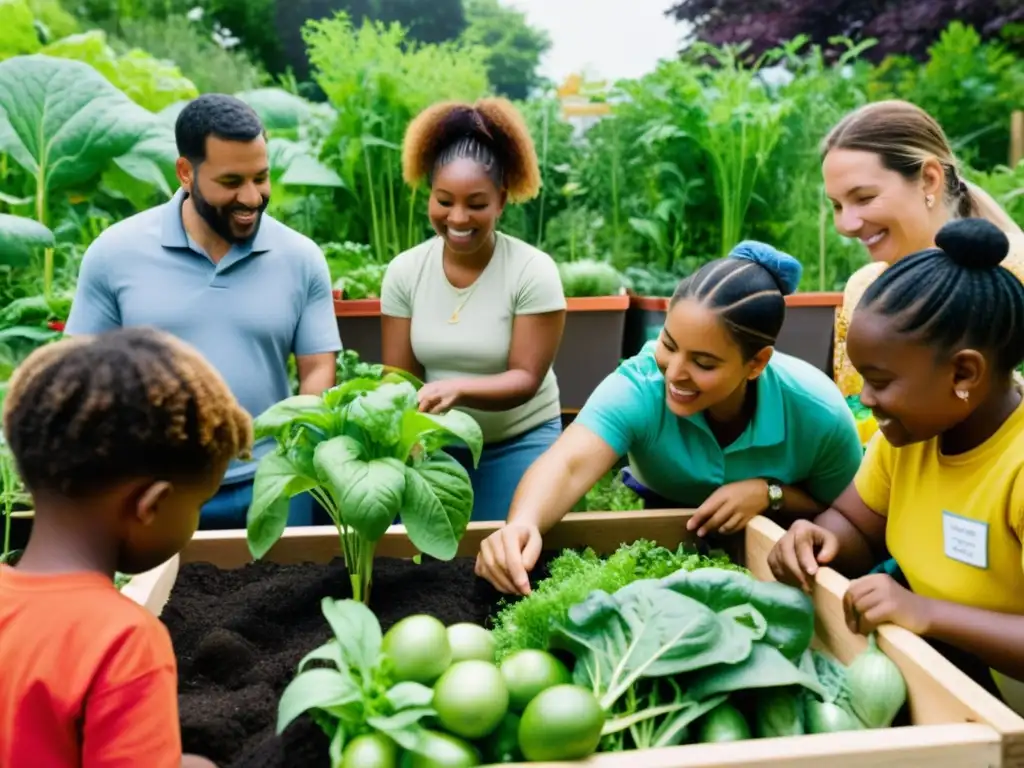 Talleres educativos huertos urbanos: Participantes de todas las edades disfrutan de actividades educativas en un vibrante jardín urbano