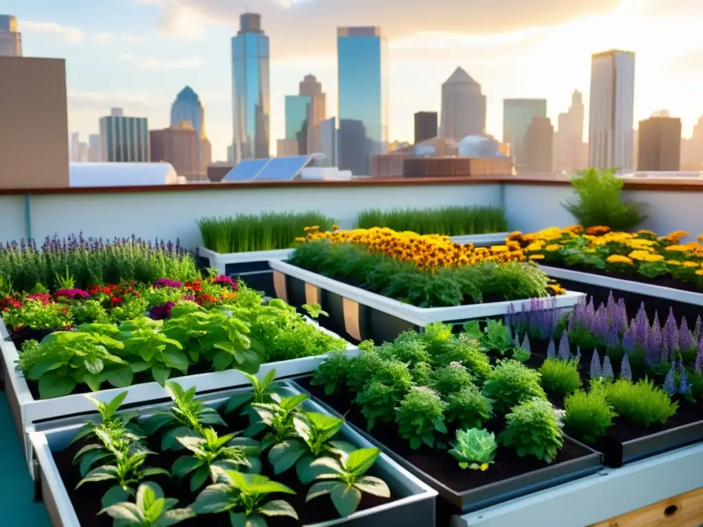 Un jardín urbano exuberante con acuaponía y compostaje en agricultura urbana