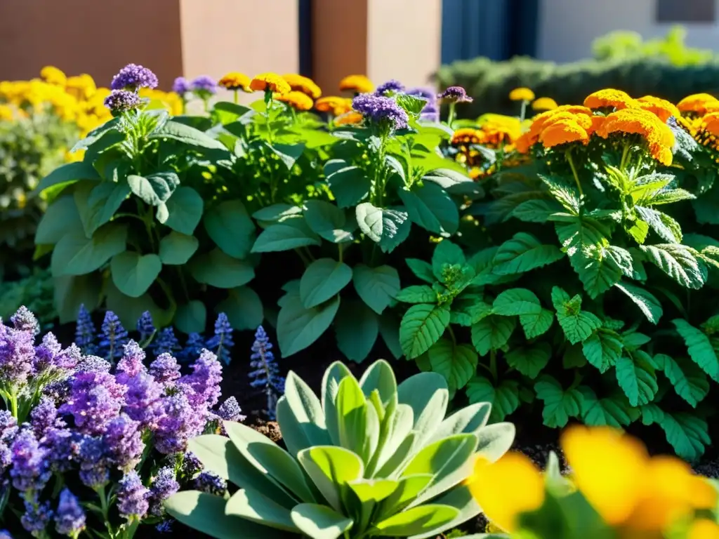 Jardín urbano exuberante con plantas repelentes de plagas