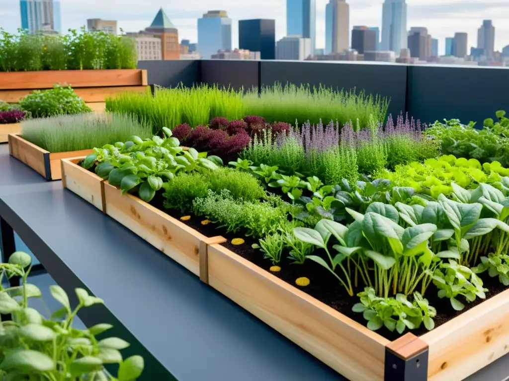 Jardín urbano con microgreens, tomates y hierbas