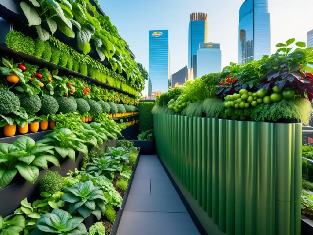 Un jardín urbano vertical muestra microclimas en huertos verticales urbanos, fusionando naturaleza y ciudad