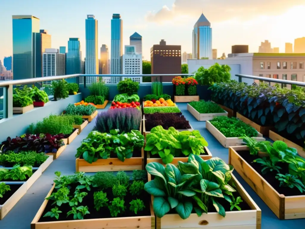 Un jardín urbano vibrante y cumplimiento legal agricultura urbana en armonía con la ciudad moderna