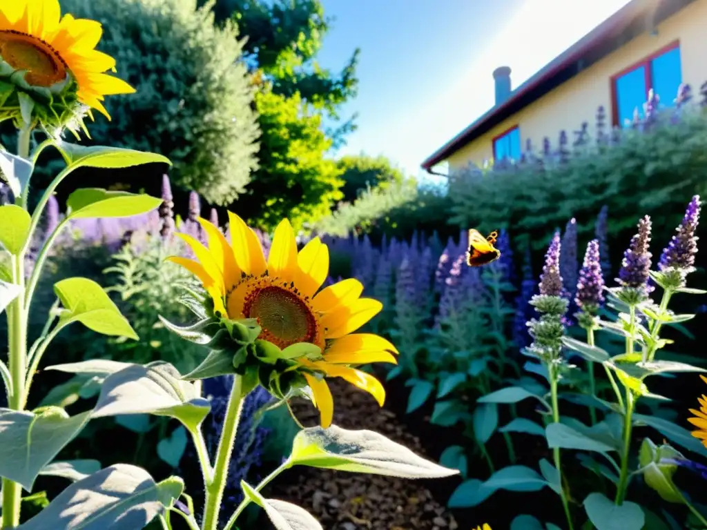 Un jardín urbano vibrante lleno de las mejores plantas para huerto urbano