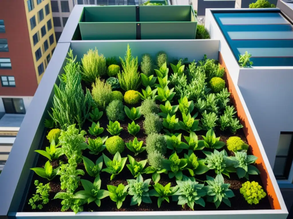 Un jardín urbano con vibrantes plantas de quinoa, muestra el potencial del cultivo de quinoa en entornos urbanos