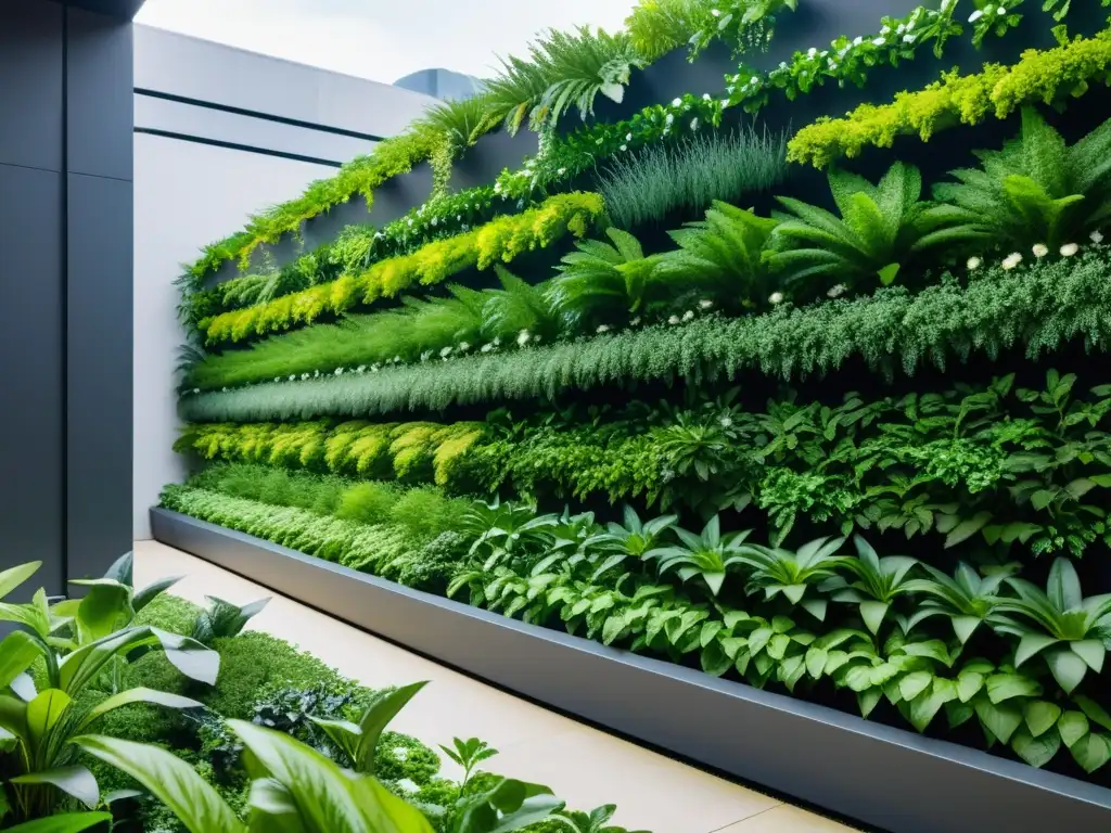 Un jardín vertical automatizado muestra tecnología avanzada en el cultivo de plantas