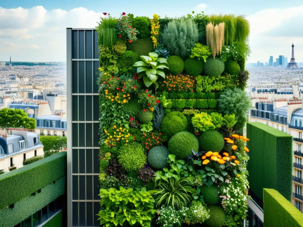 Un jardín vertical en París muestra la belleza de la agricultura urbana y la fusión de la naturaleza con la arquitectura de la ciudad