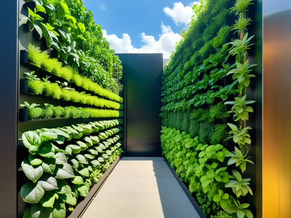 Un jardín vertical de Altius Farms en Denver, con vegetación exuberante y cuidados precisos