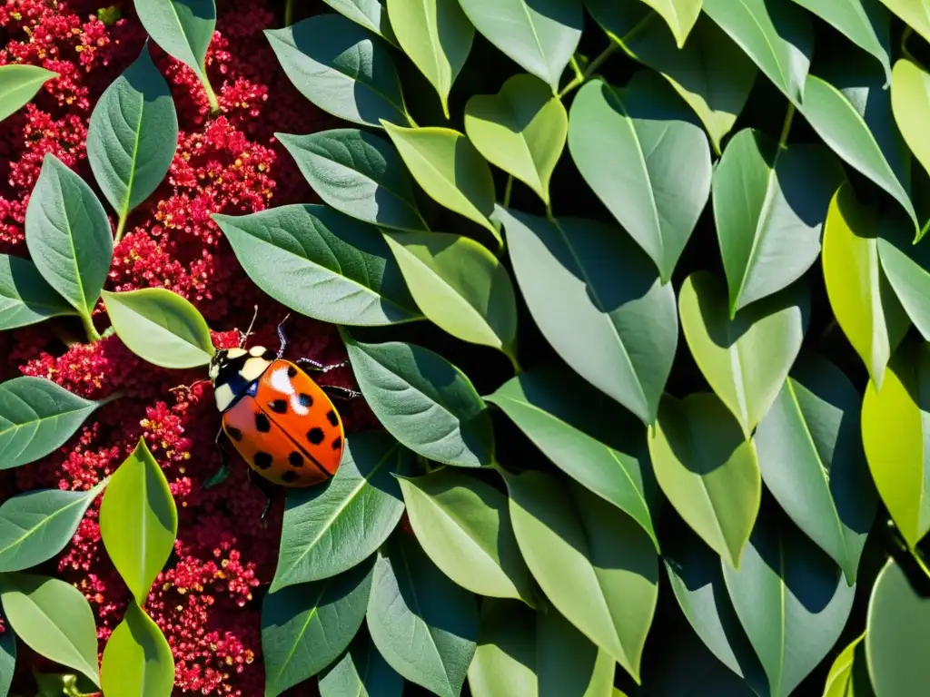 Un jardín vertical exuberante con plantas verdes y flores vibrantes